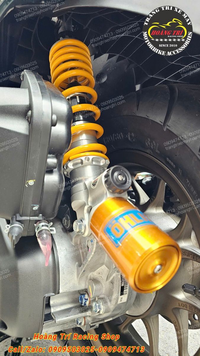 Việc lắp đầu nối dài giúp chiều cao của phuộc Ohlins cân bằng với phuộc nguyên bản