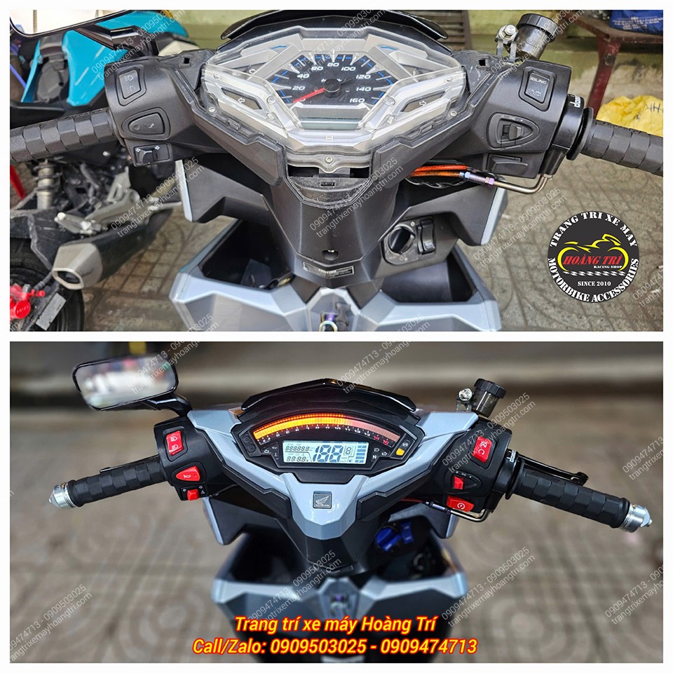 Hình ảnh so sánh trước và sau khi lên đồng hồ ZX10R cho Vario 2017