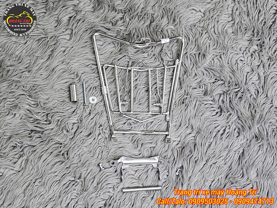 Hình ảnh chi tiết baga inox NVX V3 với màu đặc trưng sáng loáng