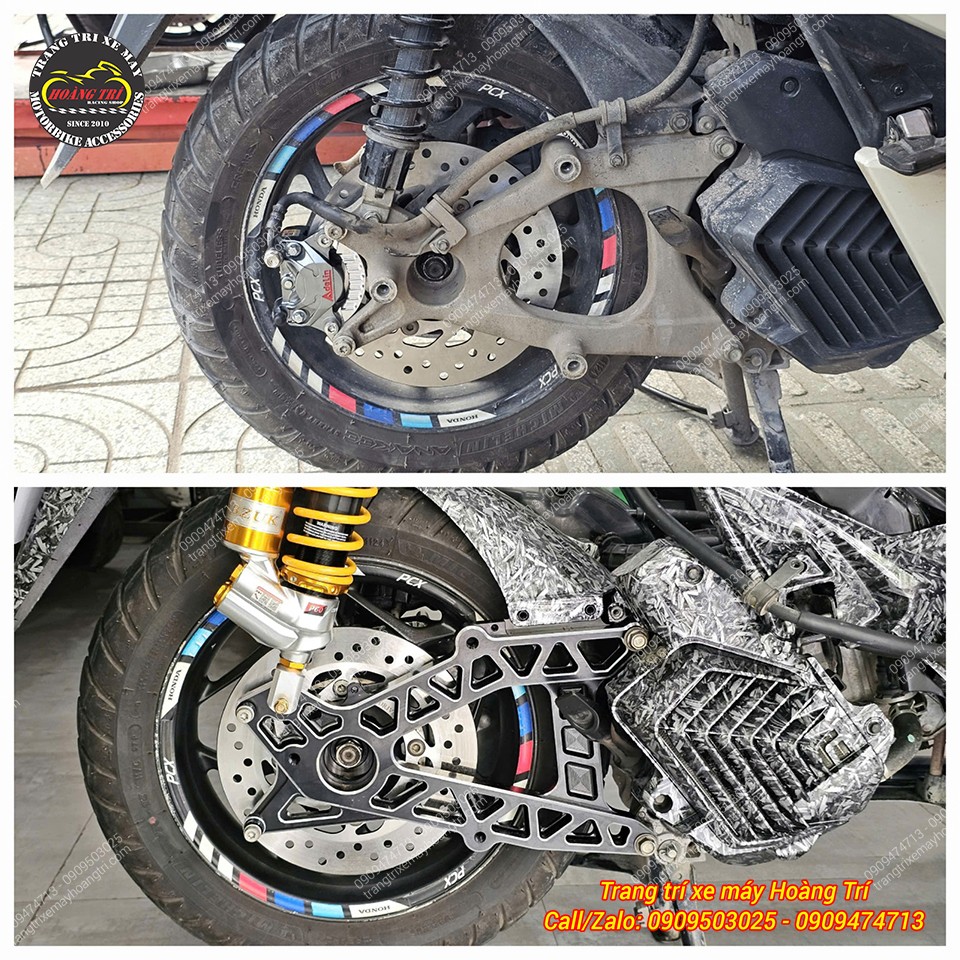 So sánh trước – sau khi nâng cấp gấp nhôm CNC Semspeed cho PCX 160