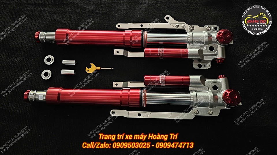 Gam màu đỏ rực rỡ của phuộc Kingham PCX 160 là điểm nhấn thiết kế giúp xe thêm cuốn hút