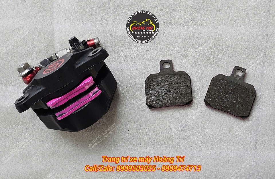 Cặp bố thắng cũ đã xuống cấp – anh em thay ngay bố Frando mới cho heo Brembo 2 piston logo đỏ