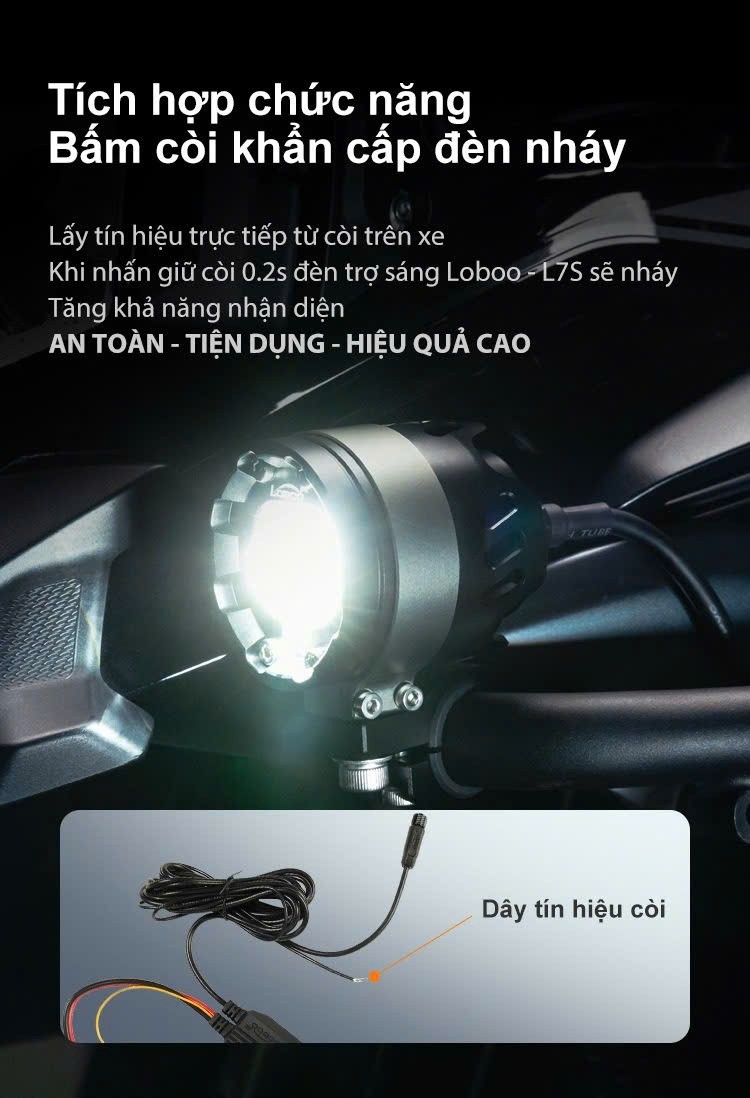 Tích hợp chức năng nháy đèn khi giữ còi, tiện ích khi di chuyển