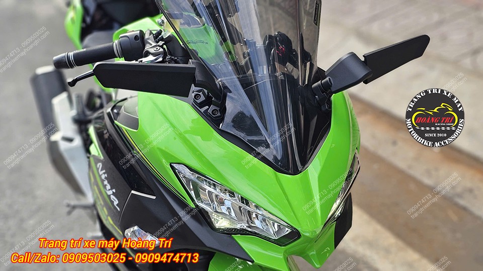 Ninja 400 màu xanh lá nổi bật với kính hậu H2R thiết kế cánh gió độc đáo