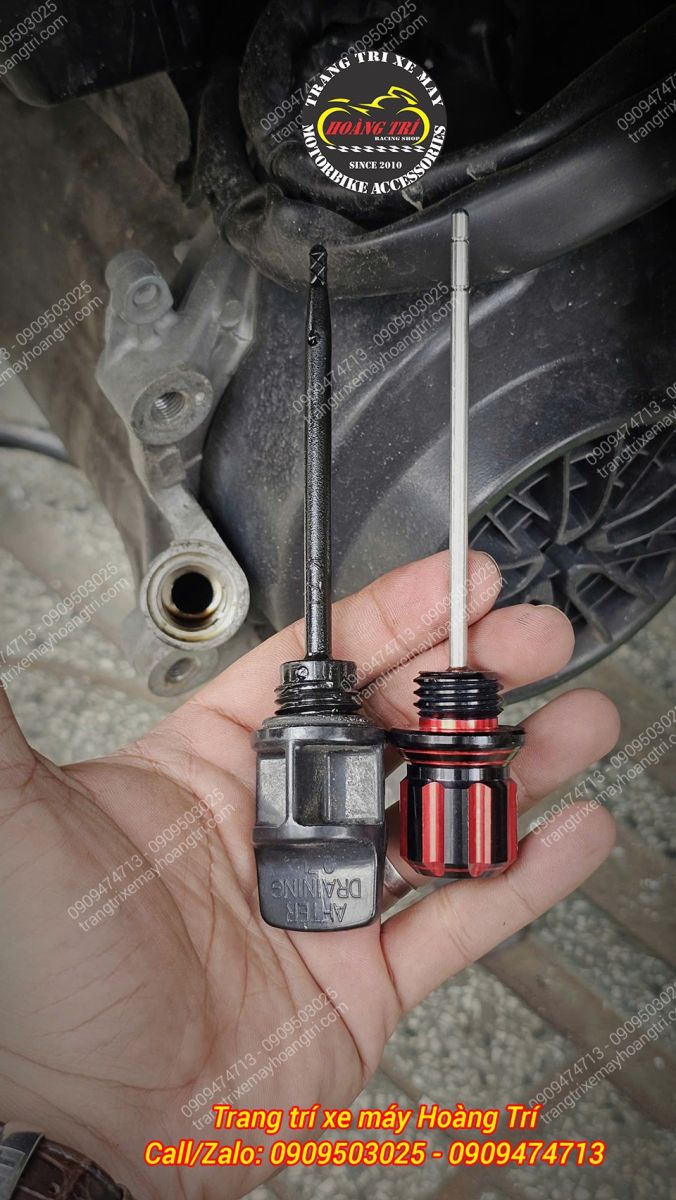 Hình ảnh so sánh giữa ty nhớt zin và ty nhớt CR nhôm CNC