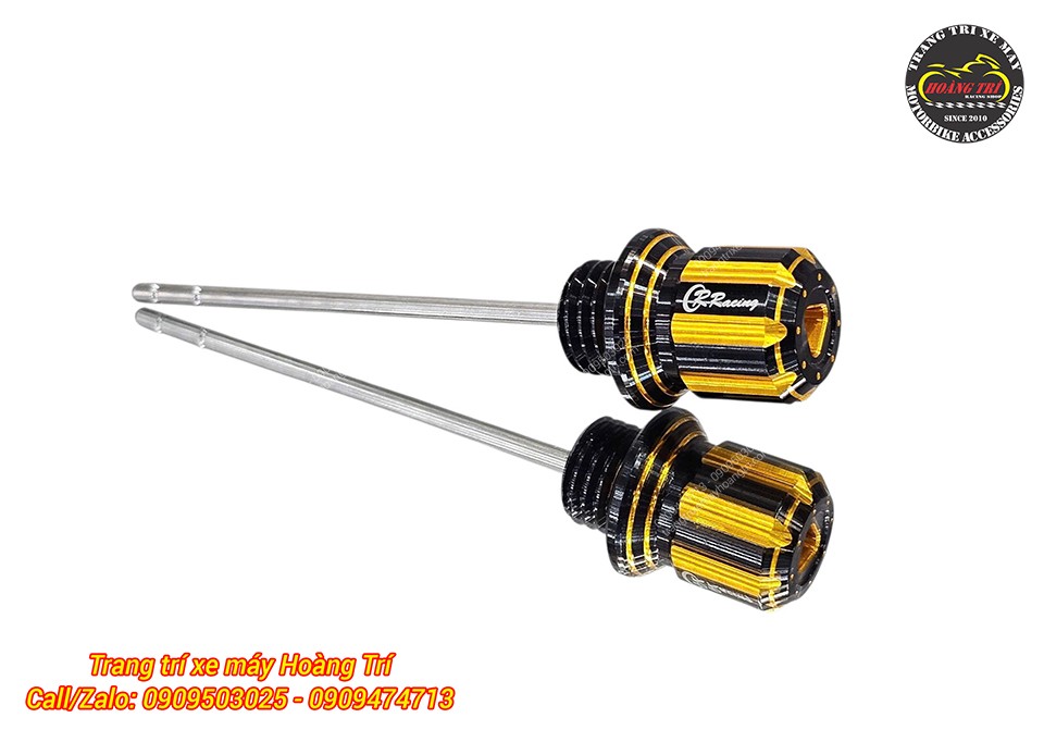 Cận cảnh sản phẩm ty thăm nhớt CR nhôm CNC màu vàng