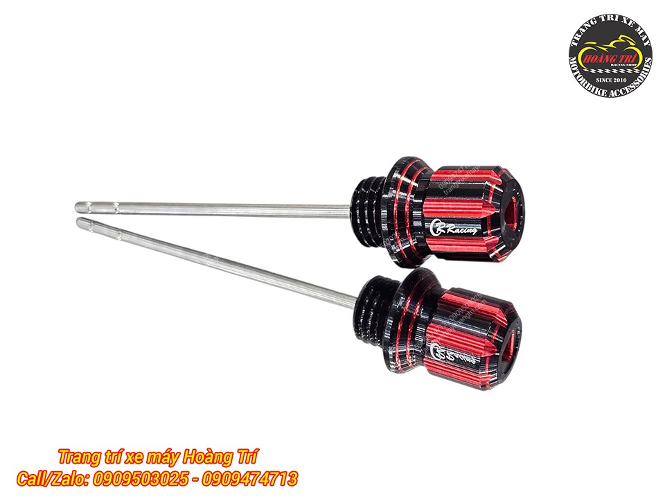 Cận cảnh ty thăm nhớt CR nhôm CNC màu đỏ nổi bật