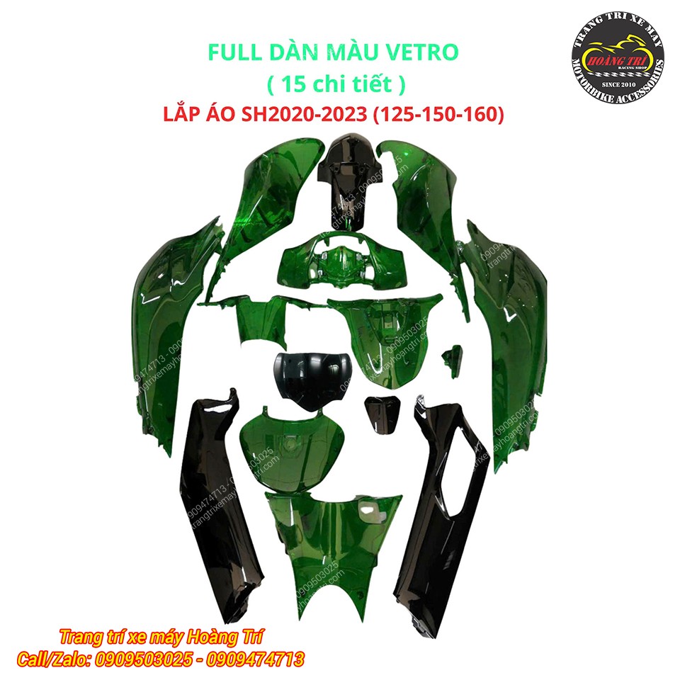 Dàn áo trong suốt kiểu Sh Vetro gồm 15 chi tiết đầy đủ