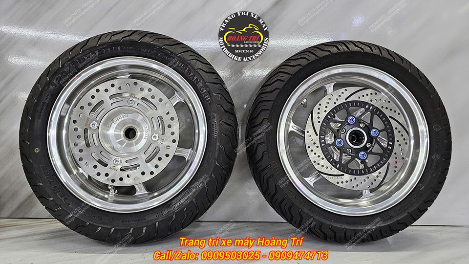 Ảnh chụp cận cảnh mâm BST 6 cây màu crom trên phiên bản ABS