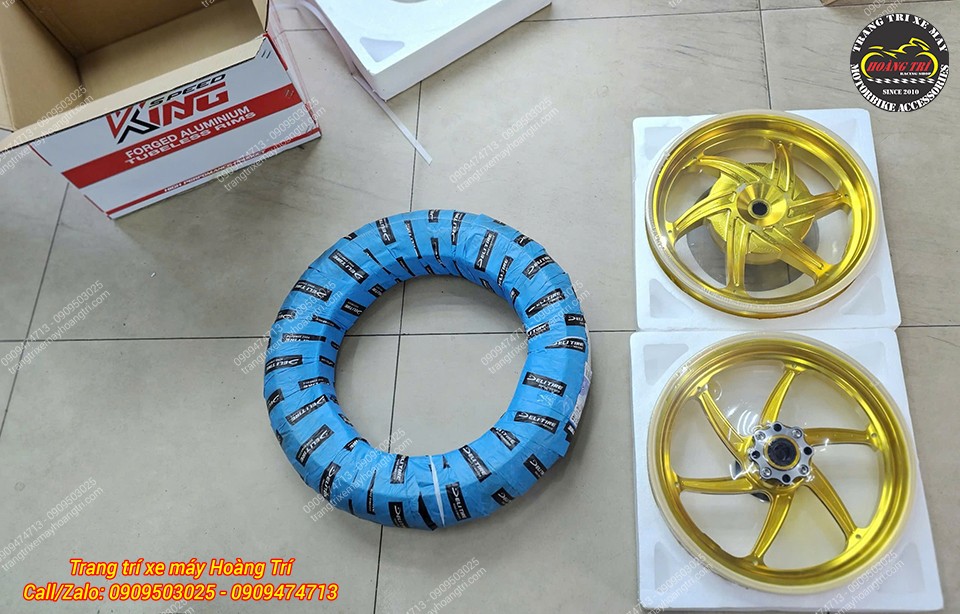 Mâm KingSpeed và vỏ lốp sau Deli size 100/90-12 - Khách ghé shop mua về tự lắp cho xe
