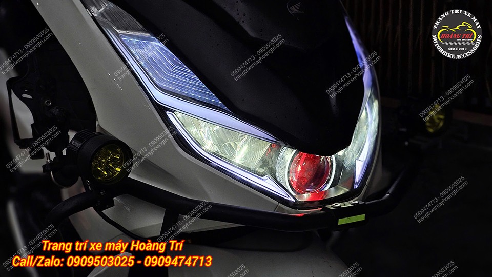 Đèn bi cầu Kenzo S500 được lắp thay thế cho cụm pha của PCX 160