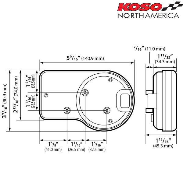 Chi tiết thông số về kích thước của đồng hồ Koso RX3 chính hãng