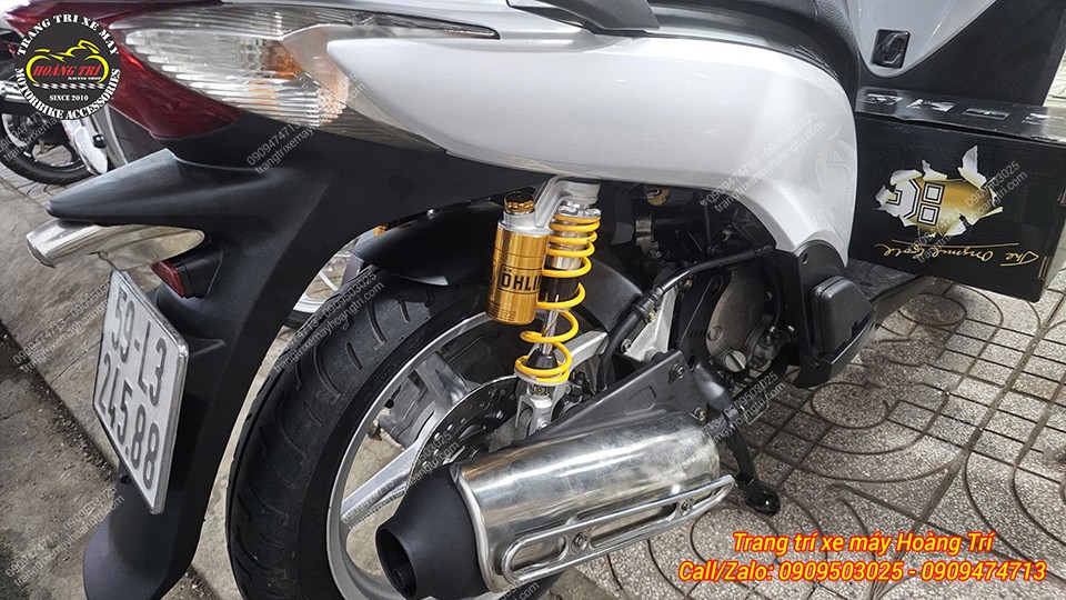 Phuộc Ohlins HO813 bình dầu chính hãng đã thay thế cho phuộc zin của Sh Ý