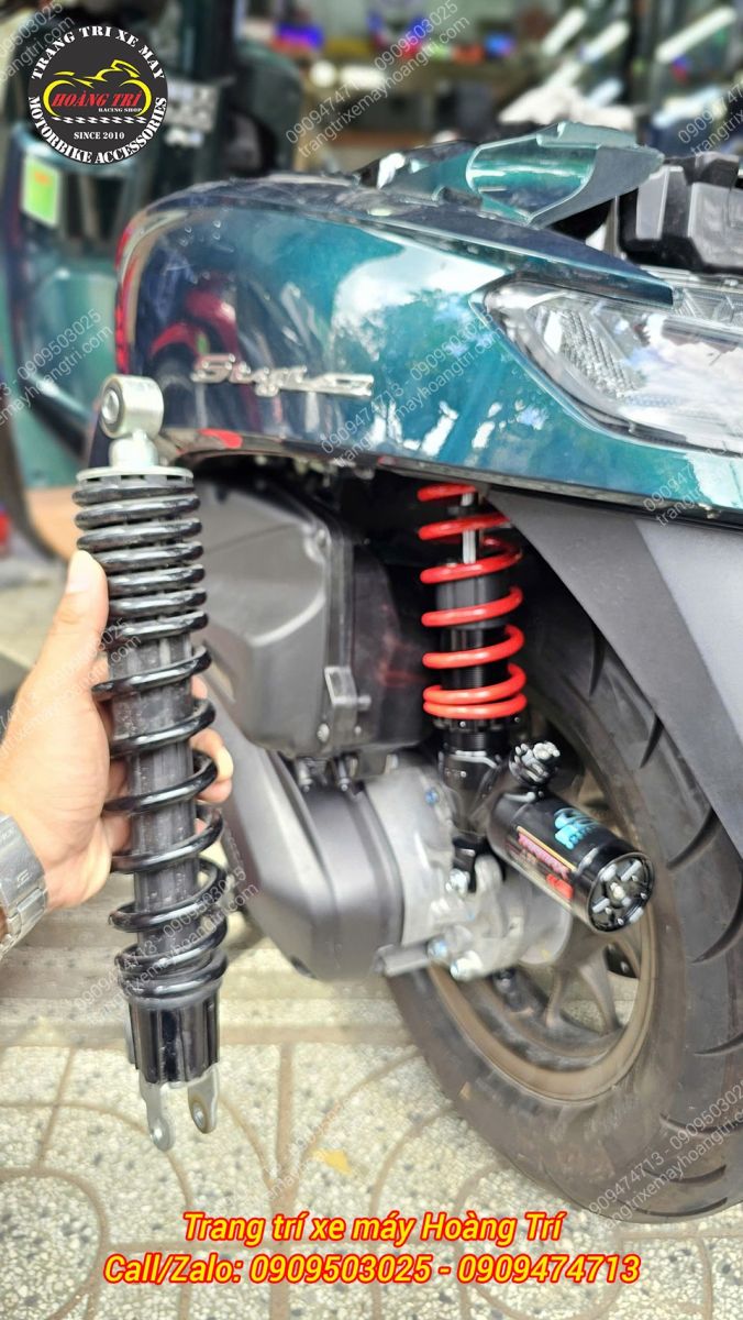 Cây phuộc zin đã được tháo ra và thay thế bằng phuộc Racing Boy Tarmax