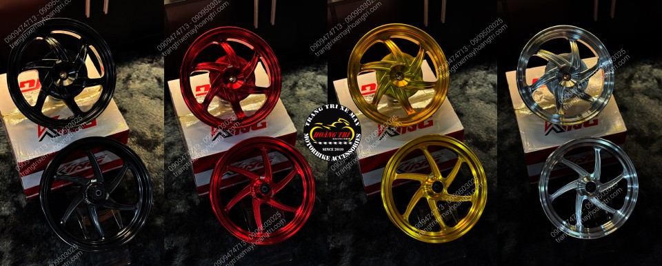 Hình ảnh cận cảnh 4 màu sắc nổi bật của mâm King Speed nhôm đúc dành cho Lead