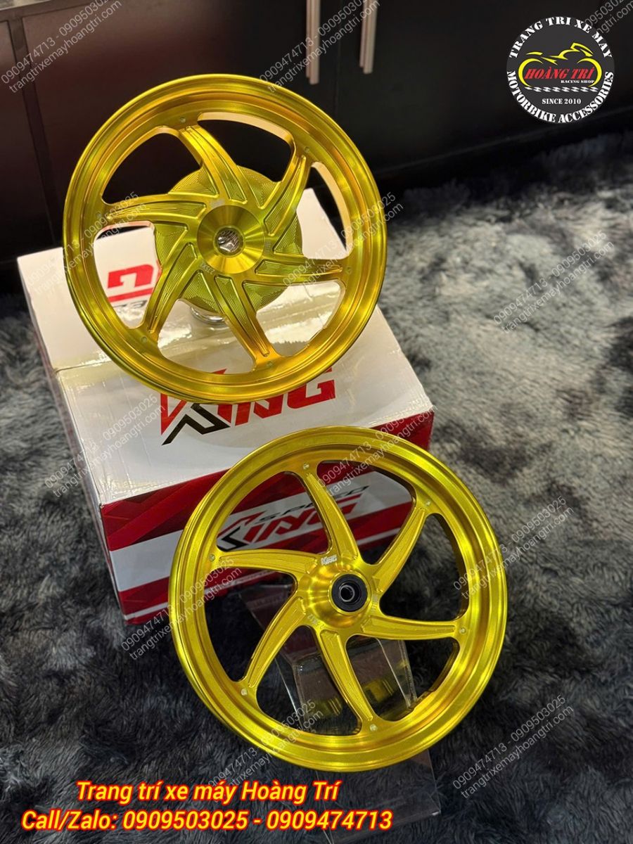 Mâm King Speed nhôm đúc CNC lắp chuẩn cho xe Lead (màu vàng)