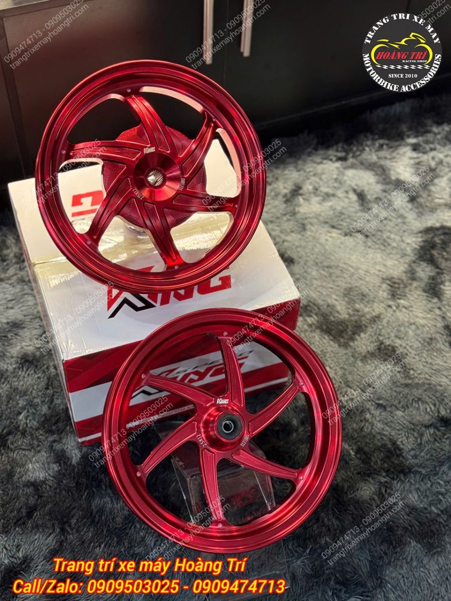 Mâm King Speed nhôm đúc CNC lắp chuẩn cho xe Lead (màu đỏ)