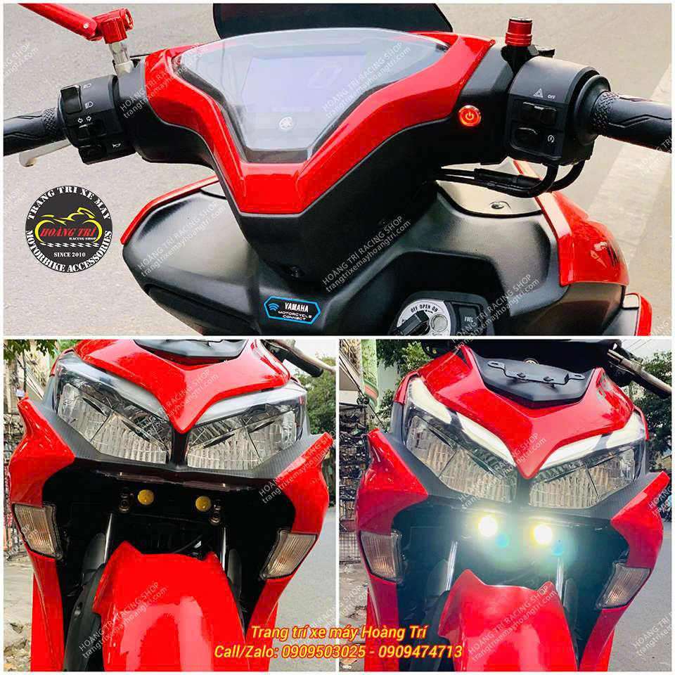 Bộ đôi đèn trợ sáng J2 cùng công tắc điều khiển đã được lắp hoàn chỉnh trên xe NVX