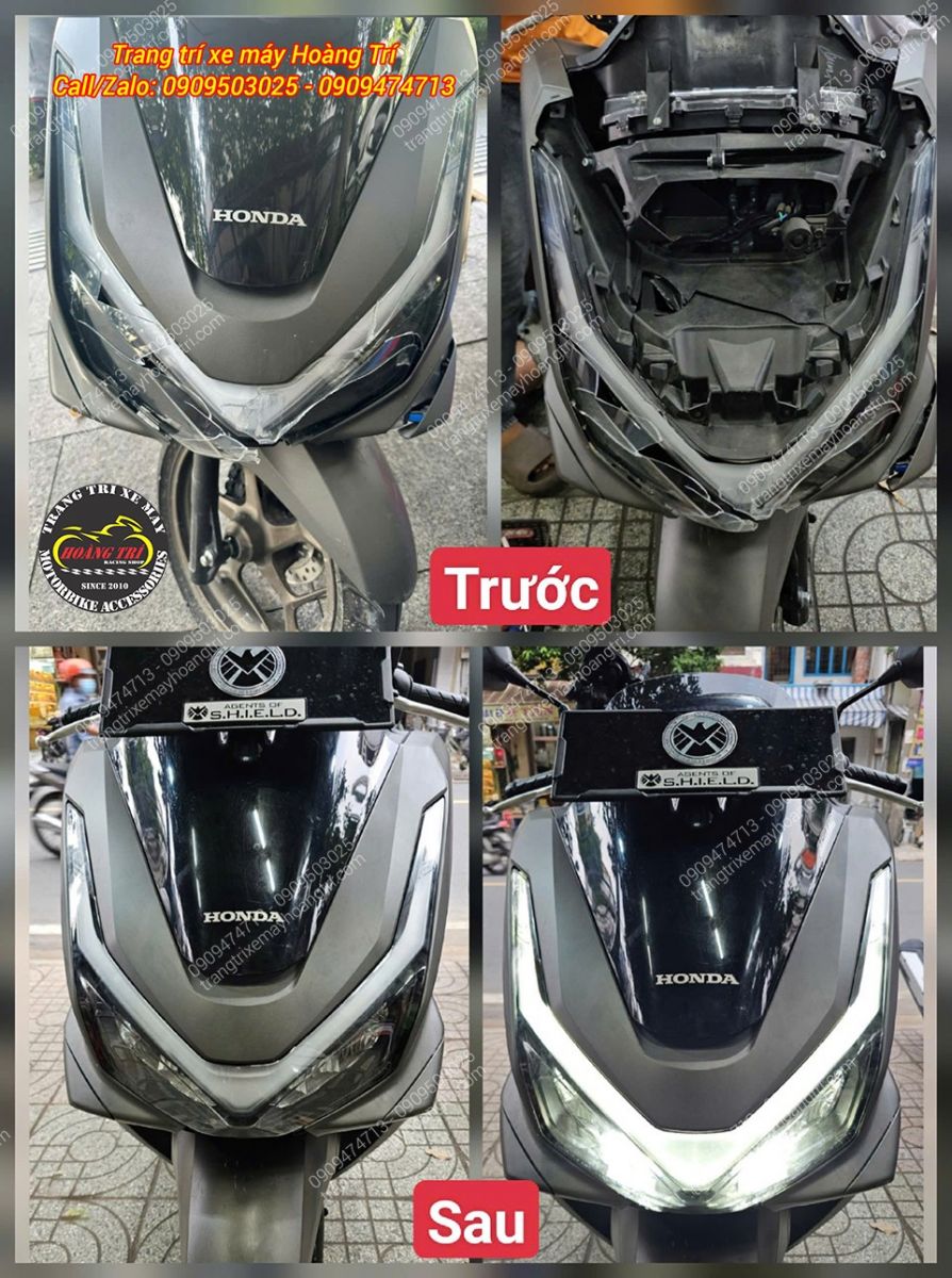 Hình ảnh chiếc PCX 160 trước và sau khi thay mới cụm đèn pha - Giúp xe lấy lại vẻ tự tin vốn có