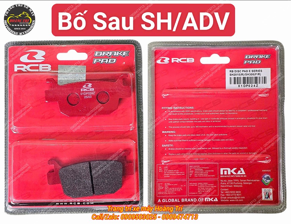 Bố thắng sau Racing Boy dành riêng cho xe ADV và SH (hình ảnh cả mặt trước và mặt sau của sản phẩm)