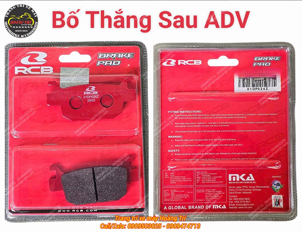Bố thắng sau Racing Boy dành riêng cho xe ADV và SH (hình ảnh cả mặt trước và mặt sau của sản phẩm)