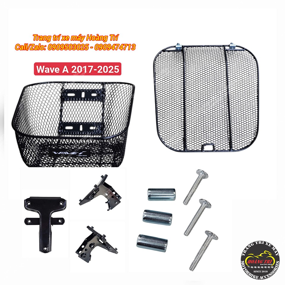 Trọn bộ rổ trước có nắp đậy, pát lắp và phụ kiện đi kèm cho Wave A 2017-2025