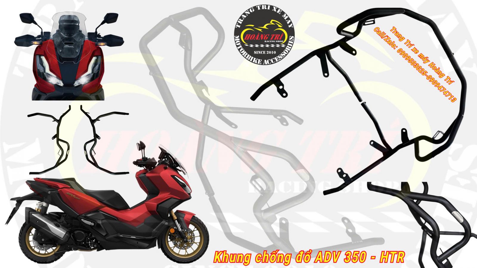 Các góc độ của bộ khung bảo vệ ADV 350 HTR đã được ghép nối với nhau - Lắp chuẩn zin