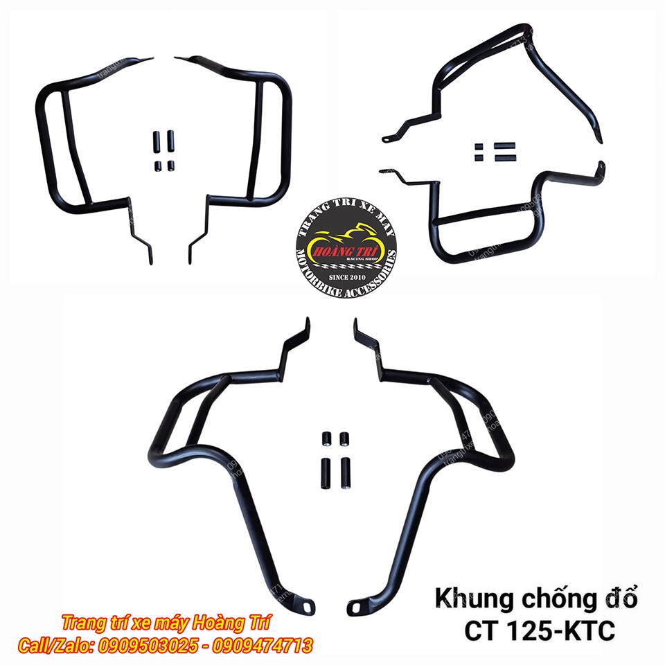 Bộ khung chống đổ lốc máy CT 125 - KTC gồm hai khung đối xứng và bộ ốc lắp đặt chắc chắn