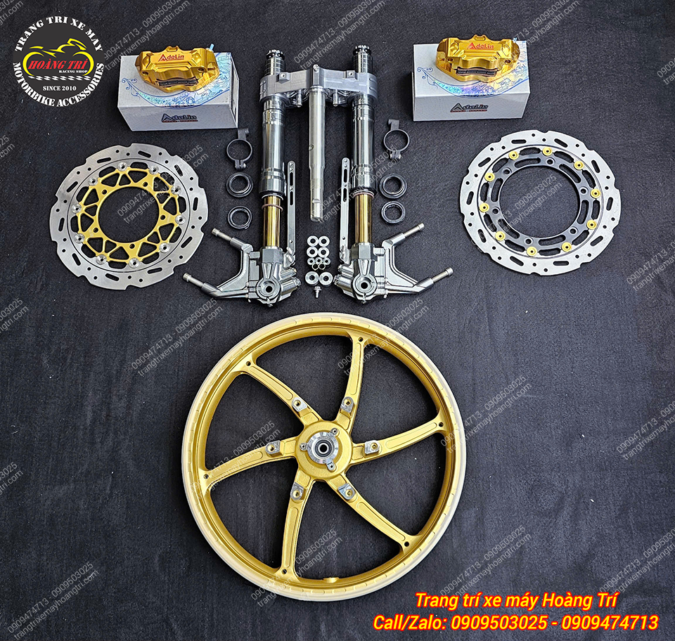 Cận cảnh phần dàn chân trước với loạt phụ kiện cao cấp, cực kỳ ấn tượng