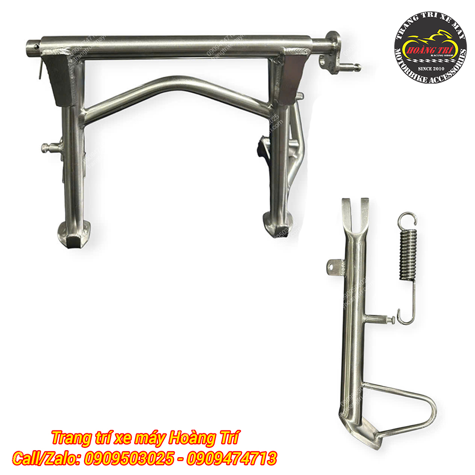 Trọn bộ chân chống nghiêng, chân chống đứng chất liệu inox chống gỉ sét tối đa