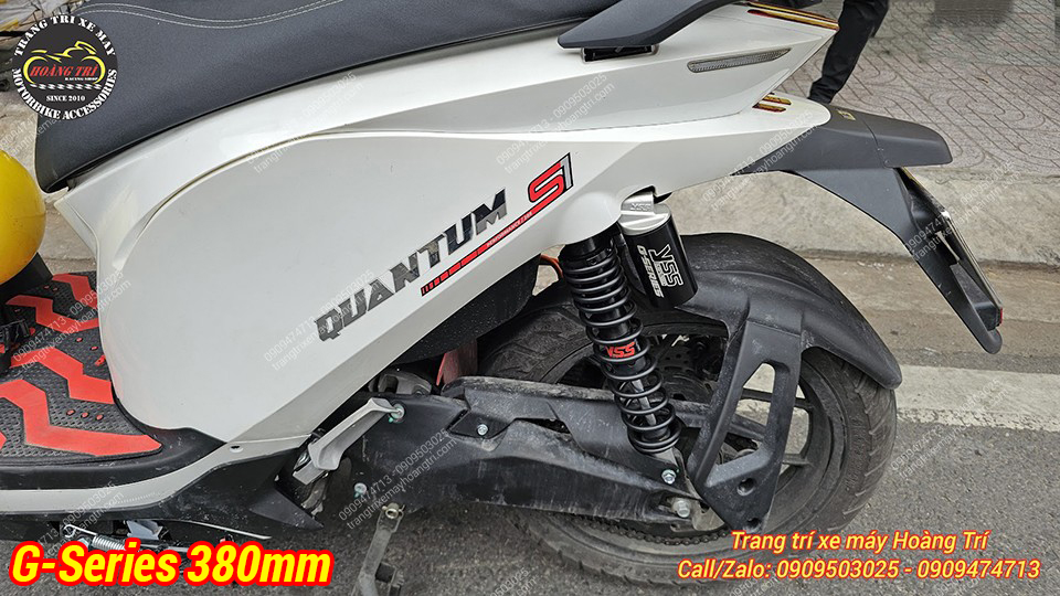 Phuộc YSS G-Series 380mm lắp trên Quantum S1 giúp dáng xe cân đối, tăng độ cứng cáp khi di chuyển