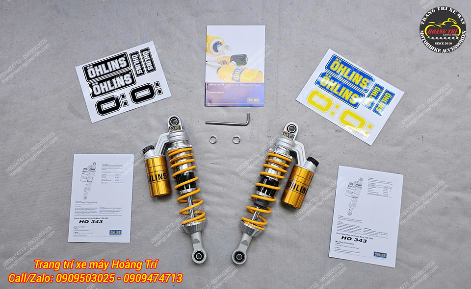 Hình ảnh chi tiết trọn bộ full box phuộc sau Ohlins HO343 cho xe Wave 125i Thái Lan