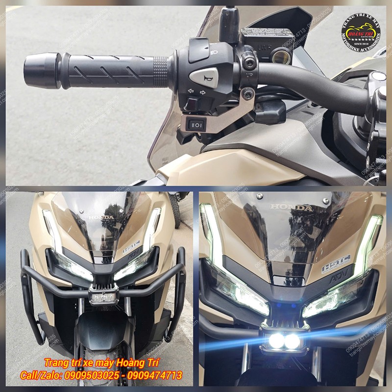 Công tắc 2 nấc pát inox gắn ghi đông điều khiển đèn trợ sáng trên xe ADV 160 2026