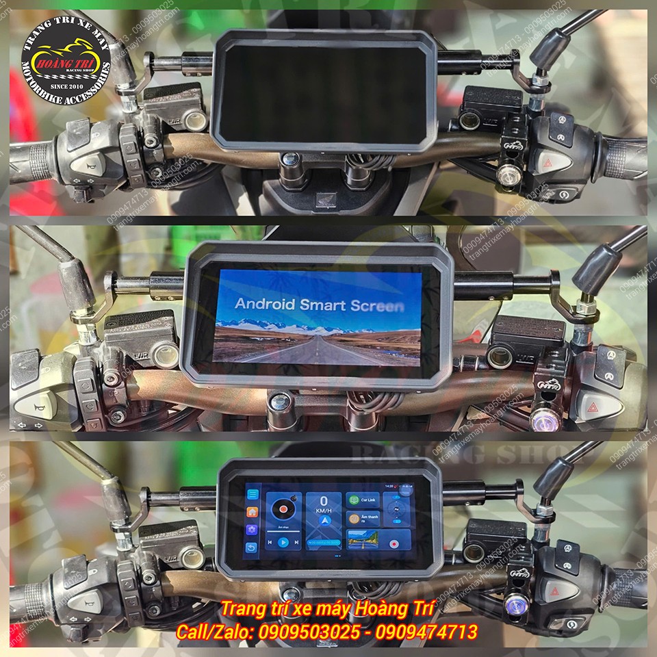 Tổng hợp ba trạng thái của màn hình Android Smart Screen 6 inch T50M23 lắp trên xe ADV 160