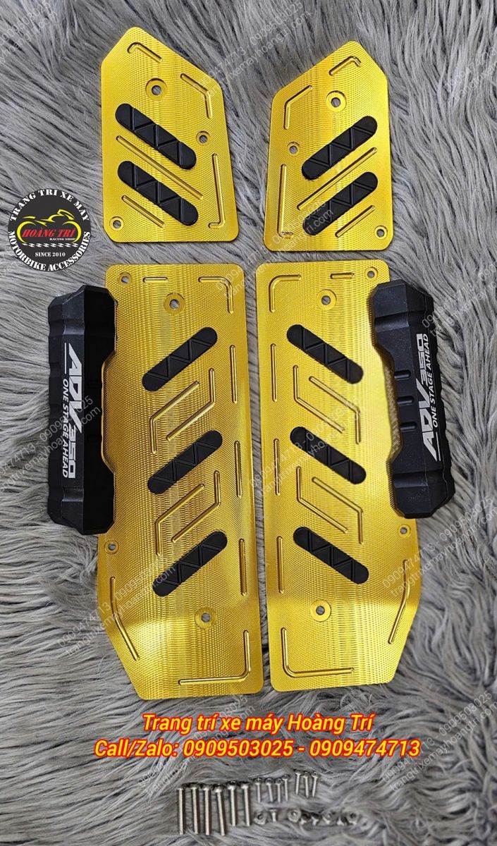 Bộ thảm để chân ADV 350 nhôm CNC màu vàng nổi bật, tạo điểm nhấn cá tính cho khu vực gác chân