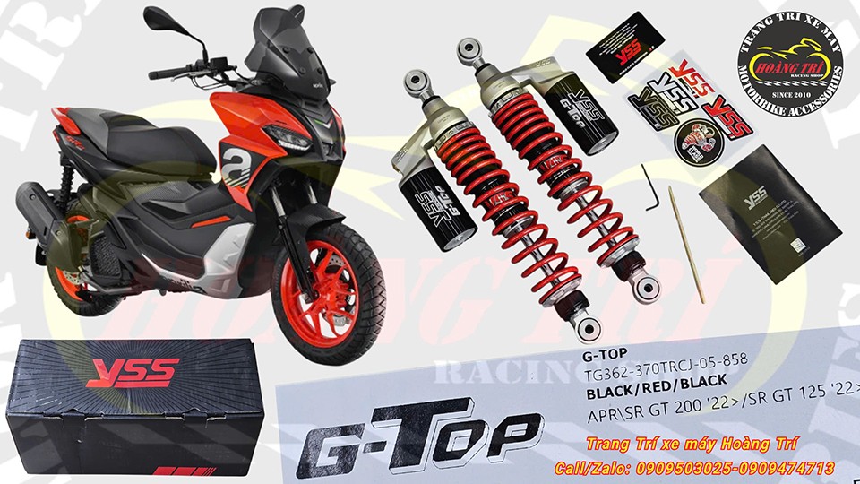 Phuộc sau YSS G-Top lắp cho Aprilia SR GT 200, nâng cấp hiệu năng và thẩm mỹ