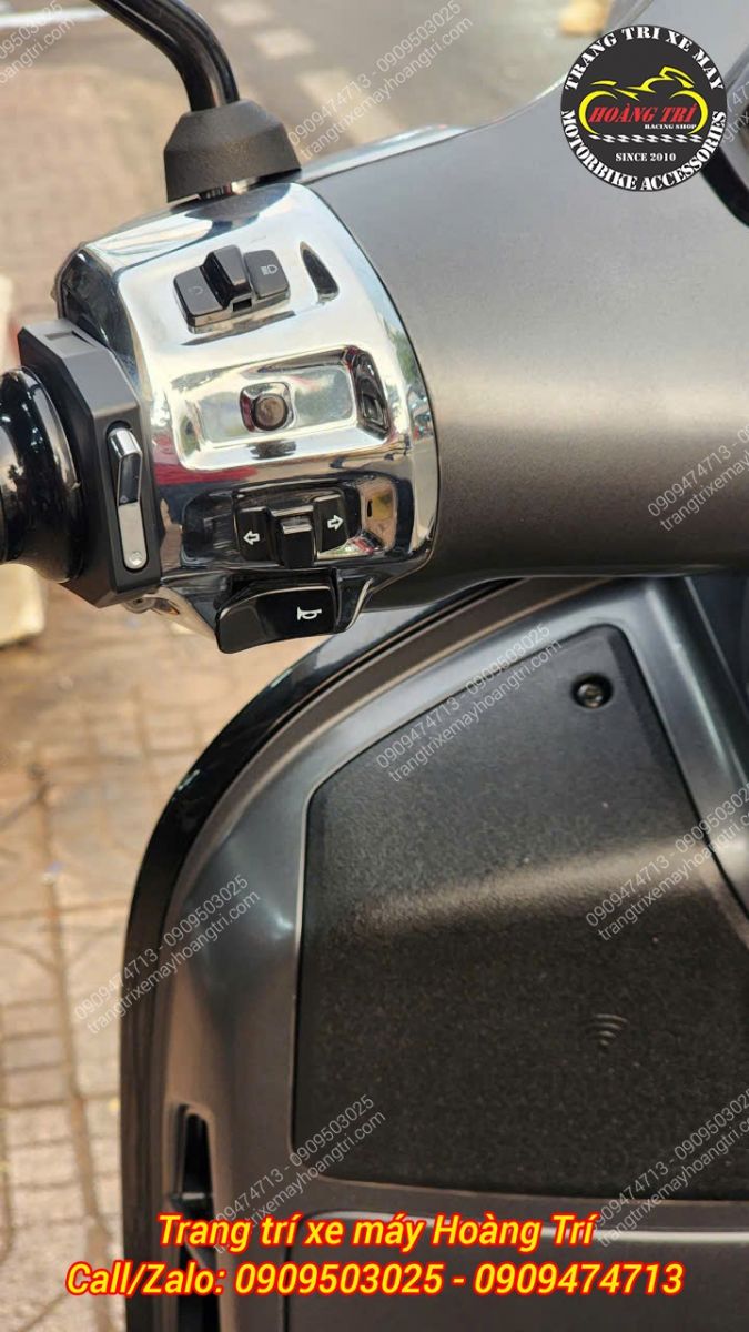 Công tắc on off Daytona gắn ghi đông Vespa GTS, thao tác thuận tiện, hoàn thiện thẩm mỹ cao