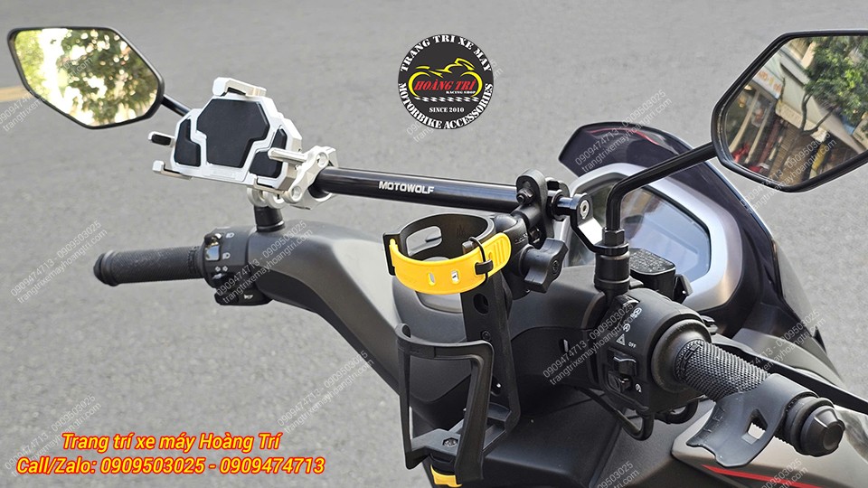 Thanh ngang ghi đông Motowolf sẽ rất tiện dụng cho việc lắp đặt các phụ kiện tiện ích