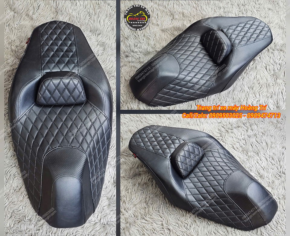 Yên 2 tầng kiểu Thái NVX thiết kế chỉ may họa tiết diamond có phân cách 2 tầng tựa lưng