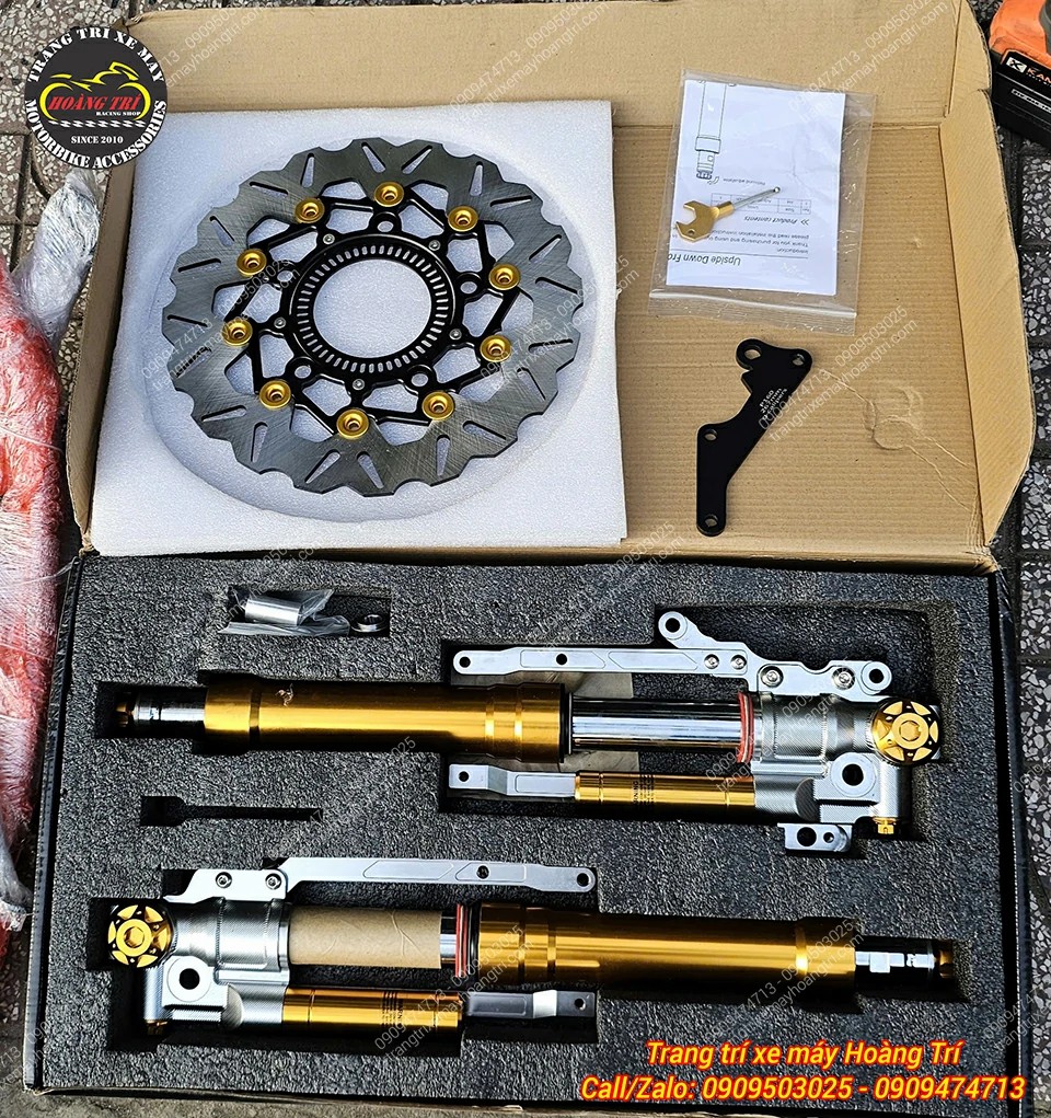 Full combo phuộc Upside Down Kingham và đĩa thắng kiểu lồng nhôm NCL cho PCX 160 ABS