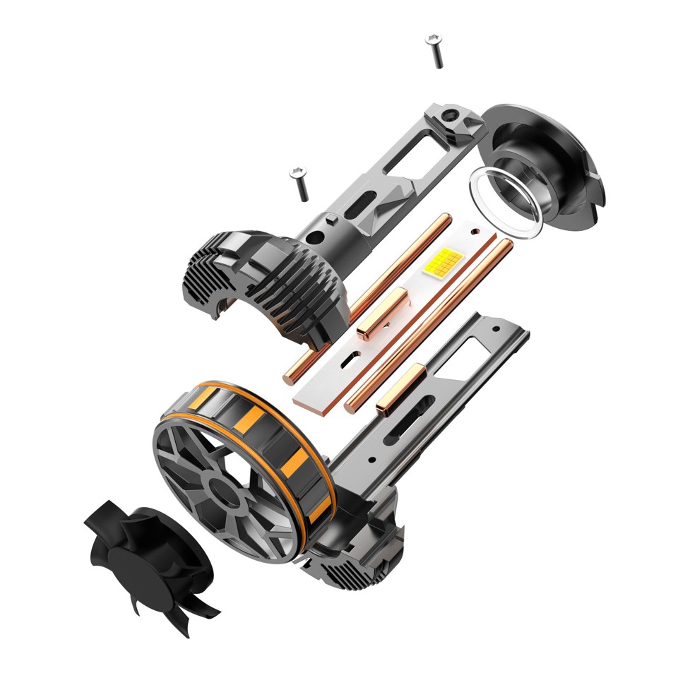 Cấu tạo bóng LED R14 H4 với ống đồng kép giúp tăng hiệu quả tản nhiệt nhanh