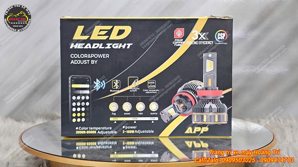 Hộp đèn LED R14 H4 cho phép điều chỉnh màu sắc và công suất bằng ứng dụng điện thoại