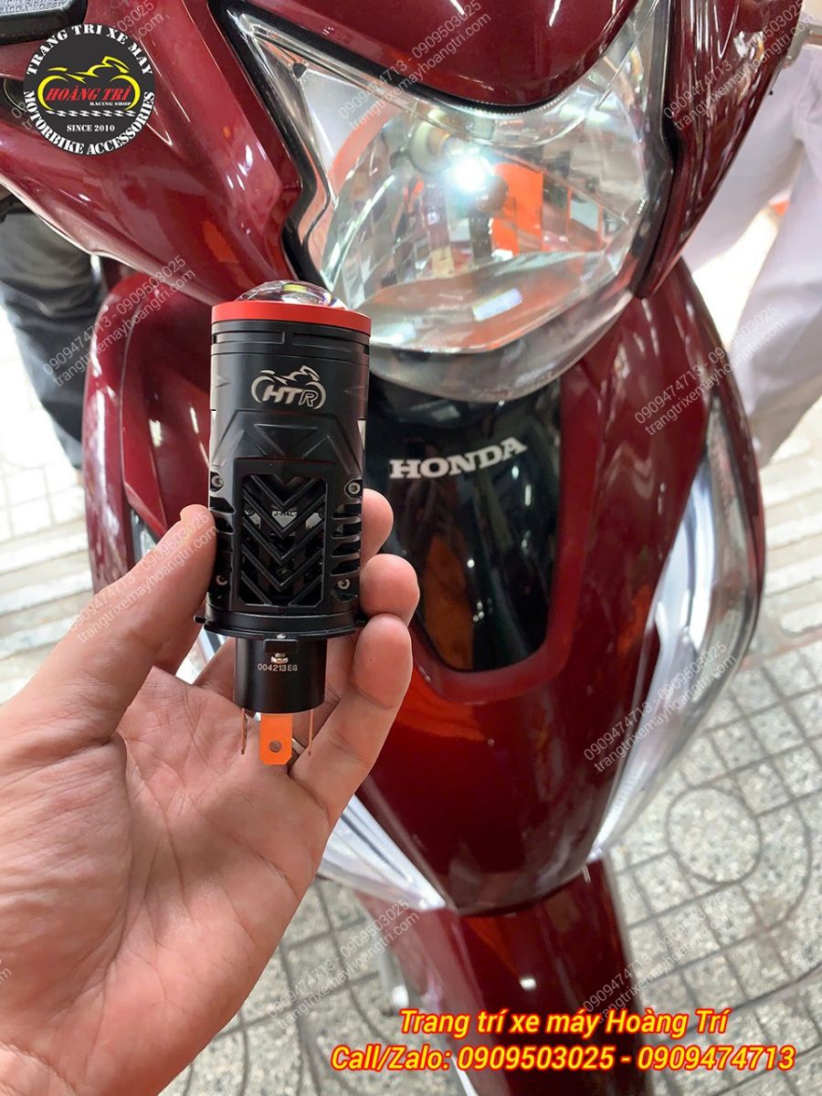 Trên tay bóng LED TJ-H4 Red 65W lắp thực tế cho dòng xe Honda Vision