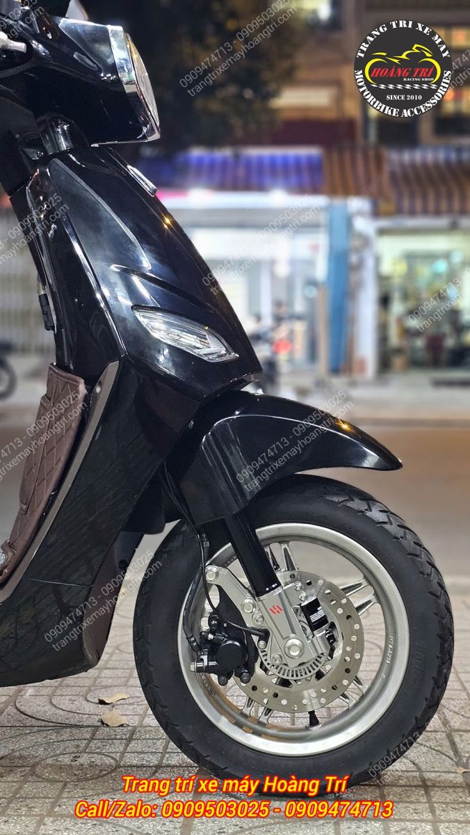 Tổng thể dàn chân trước xe điện Vento sau nâng cấp phuộc, thời gian thi công khoảng một ngày