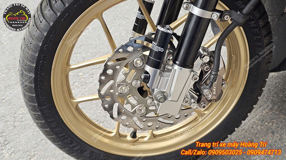 Phuộc Kingham mới lắp cho Vario 2017, shop tận dụng lại đĩa phanh 220mm và heo dầu MFZ