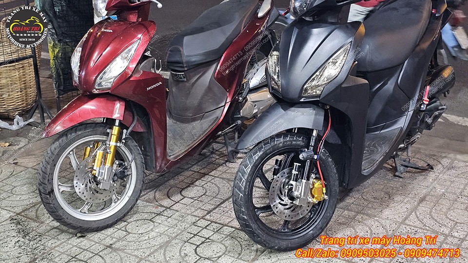 Hai xe Vision 2014 được lắp đèn trợ sáng J2, tăng khả năng chiếu sáng ban đêm