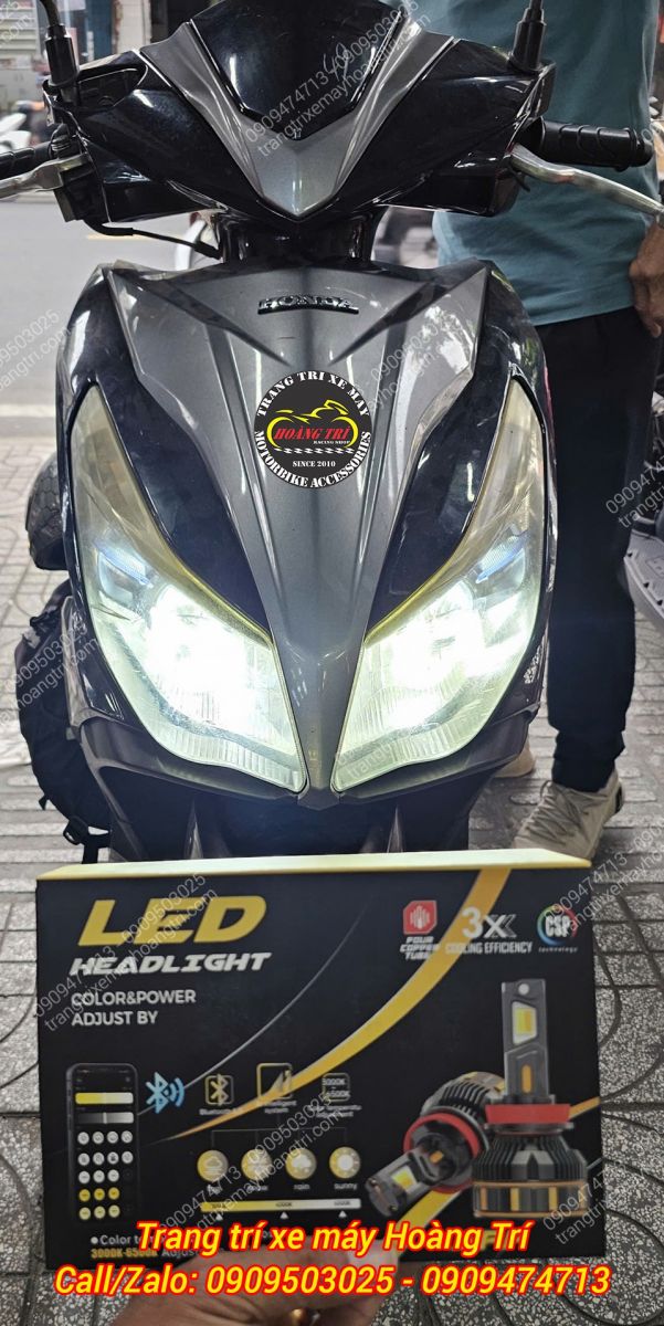 So sánh ánh sáng sau khi thay hai bóng đèn zin bằng LED R14 H4 cho Airblade