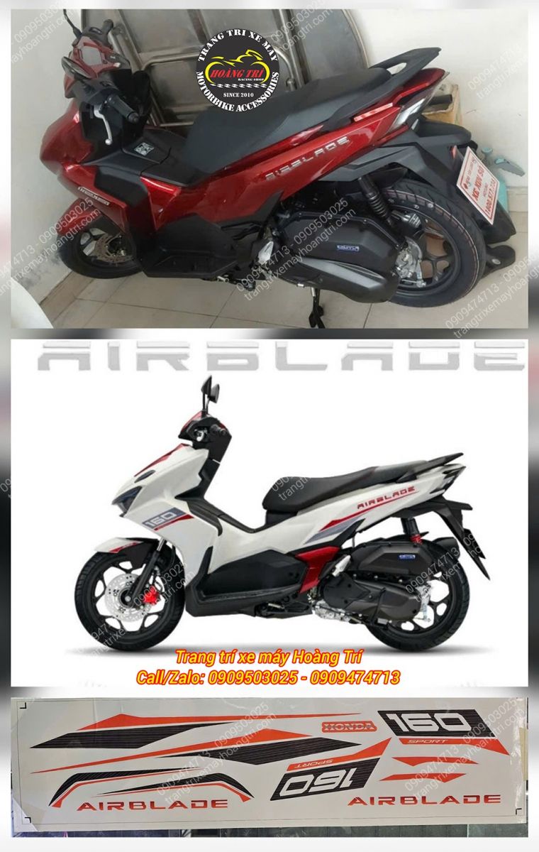 Hình ảnh trước và sau khi hoàn thiện dán decal đổi màu và dán tem cho xe Ariblade 2026