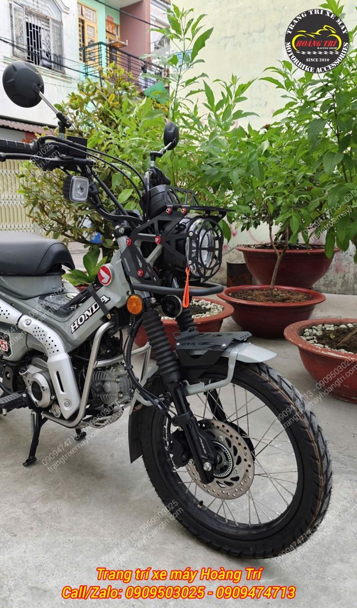 Tổng thể Honda CT125 gắn bảo vệ đèn LBS, phong cách offroad gọn gàng và cứng cáp