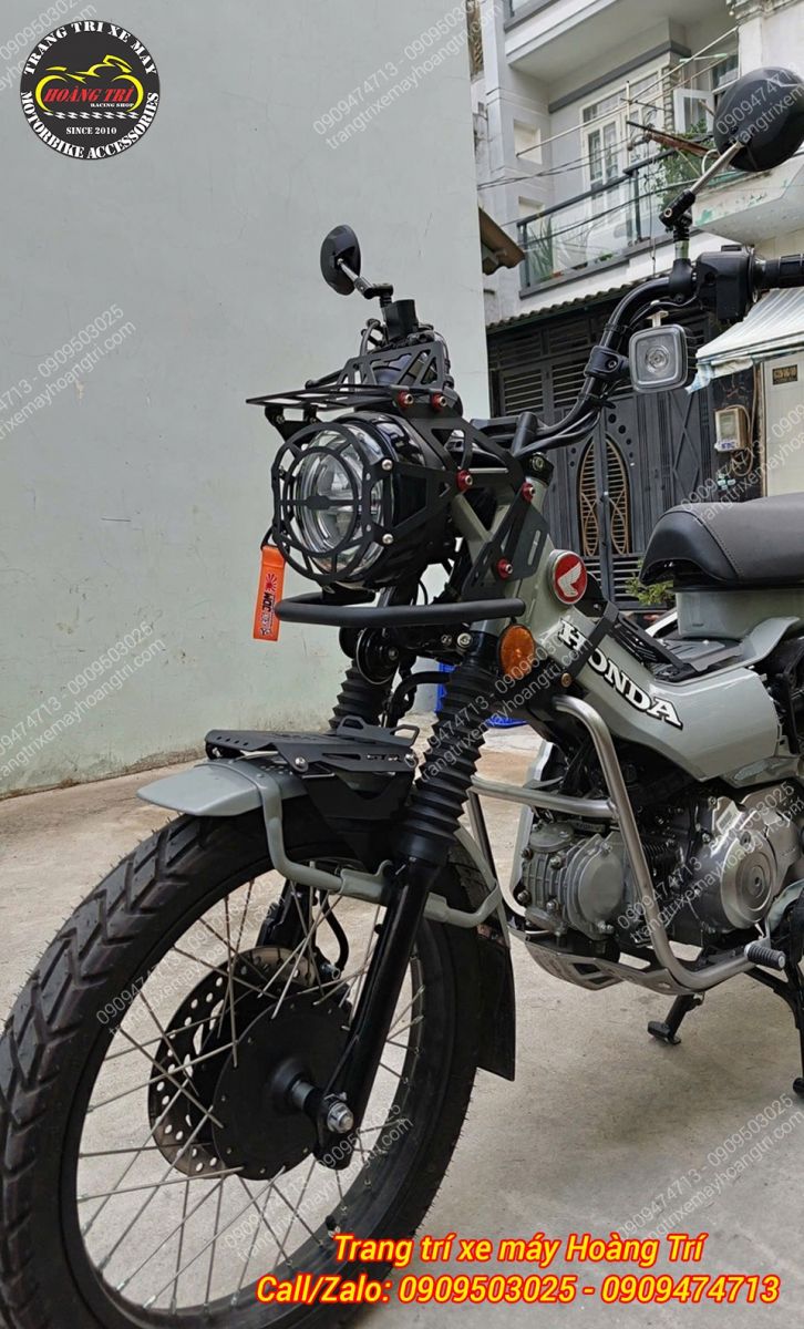 Góc nghiêng bên trái CT125 sau khi lắp bảo vệ đèn LBS, tăng độ hầm hố